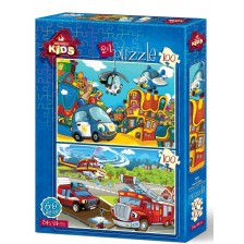 Пъзел Art Puzzle 2 x 100 - Полицията и Пожарната -1