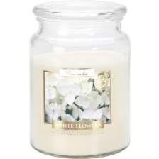 Ароматна свещ  буркан Bispol Aura - Premium line, White flowers, 500 g