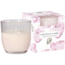 Ароматна свещ Bispol Aura - Cherry Blossom & Amber, 100 g -1