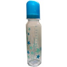 Стъклено шише Baby Nova - 240 ml, Сини звезди