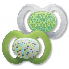 Бебешка силиконова залъгалка Baby Nova - Зелена, 2 броя -1