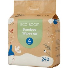 Бамбукови мокри кърпички Eco Boom - Joy, 16 х 20 cm, 240 броя -1