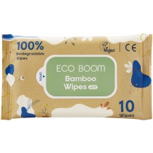 Бамбукови мокри кърпички Eco Boom - Joy, 16 х 20 cm, 10 броя