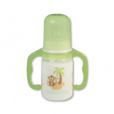 Пластмасово шише с дръжки Baby Nova РР - 125 ml, зелено -1