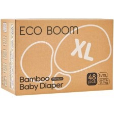Бамбукови еко пелени Eco Boom Premium - Размер 5, 12-17 kg, 48 броя