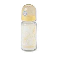 Стъклено шише Baby Nova -  230 ml, жълто -1