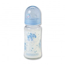 Стъклено шише Baby Nova - 230 ml, синьо -1