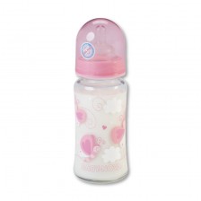 Стъклено шише Baby Nova - 230 ml, розово -1