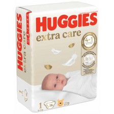 Бебешки пелени Huggies Extra Care - Размер 1, 2-5 kg, 26 броя -1