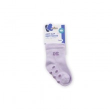 Бебешки чорапи против подхлъзване KikkaBoo - Памучни, 6-12 месеца, лилави -1