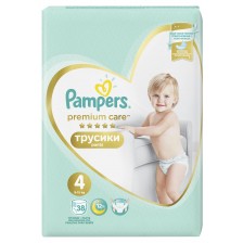 Бебешки пелени гащи Pampers - Premium Care 4, 38 броя 