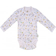 Бебешко боди Bio Baby - Органичен памук, 74 cm, 6-9 месеца, сиво-жълто -1