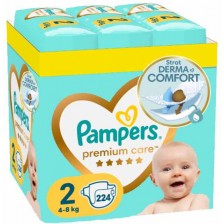 Бебешки пелени Pampers Premium Care - Размер 2, 224 броя -1