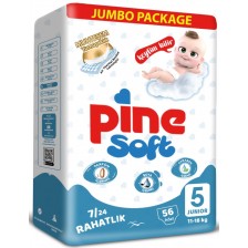 Бебешки пелени Pine Soft - Junior 5, 56 броя