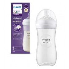 Бебешко шише Philips Avent - Natural Response 3.0, с биберон 3m+, 330 ml