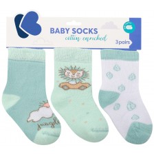 Бебешки термо чорапи Kikka Boo - 0-6 месеца, 3 броя, Jungle King 