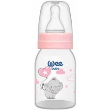 Бебешко шише Wee Baby Classic - 125 ml, розово със слонче