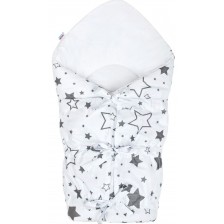Бебешка пелена за изписване New Baby - Звезди, 70 х 70 cm, бяло и сиво