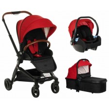 Бебешка количка 3 в 1 Zizito - Harmony Lux, червена