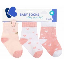 Бебешки чорапи с 3D уши KikkaBoo - Rabbits in Love, 6-12 месеца, 3 чифта -1
