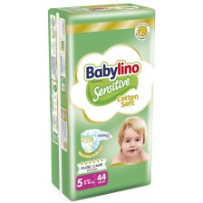 Бебешки пелени Babylino - Sensitive, Cotton Soft, VP, размер 5, 11-16 kg, 44 броя -1