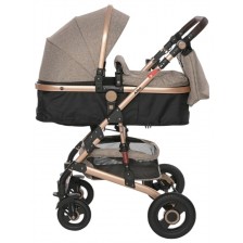 Бебешка количка Lorelli - Alba Premium, с адаптори, Pearl Beige -1