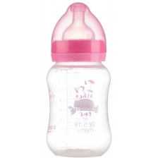 Бебешко шише с широко гърло Zizito - Little Angel, PP, 250 ml, розово -1