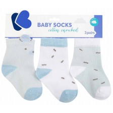 Бебешки чорапи с 3D уши KikkaBoo - Bear with me,  0-6 месеца, 3 чифта, Blue -1