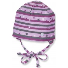 Бебешка шапка Sterntaler - На звездички, 43 cm, 5-6 месеца, лилаво-сива