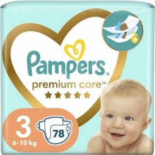 Бебешки пелени Pampers Premium Care - Размер 3, 6-10 kg, 78 броя