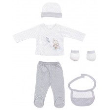 Бебешки комплект за изписване Interbaby - 5 части, 0-6 м, сив