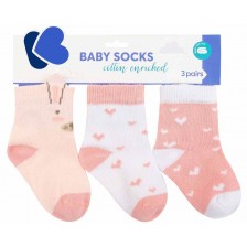 Бебешки чорапи с 3D уши Kikka Boo - Rabbits in Love, 2-3 години, 3 чифта