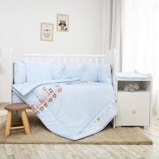 Бебешки спален комплект Lorelli - Тренд, влакче, син -1