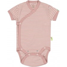Бебешко боди на райе Bio Baby - Органичен памук, 56 сm, 1-2 месеца, розово -1