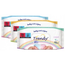 Бебешки мокри кърпички с капак Trendy - 72 броя, асортимент -1