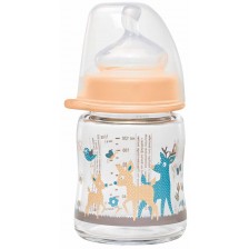 Бебешко стъклено шише NIP - Flow S, 0 м+, 120 ml, Girl