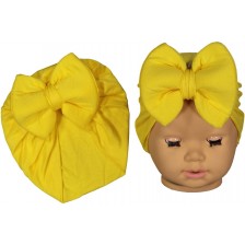 Бебешка шапка тип тюрбан NewWorld - Жълта -1