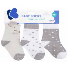 Бебешки чорапи с 3D уши KikkaBoo - Joyful Mice, 0-6 месеца, 3 чифта -1
