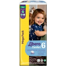 Бебешки пелени Libero Comfort - Mega, размер 6, 13-20 kg, 68 броя