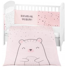 Бебешки спален комплект от 2 части KikkaBoo - Bear with me Pink, 60 х 120 cm