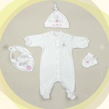 Бебешки комплект For Babies - Зайче, 4 части, 0-1 месеца -1