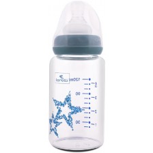 Бебешко стъклено шише Lorelli - Anti Colic, 120 ml, Moonlight Blue -1