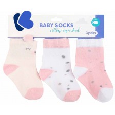 Бебешки чорапи с 3D уши KikkaBoo - Bear with me, 2-3 години, 3 чифта, Pink -1