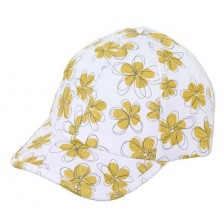 Бейзболна шапка с UV 50+ защита Sterntaler - С цветя, 53 cm, 2-4 години, бяла