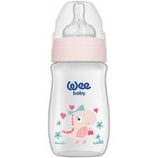 Бебешко шише Wee Baby Classic Plus, 250 ml, розов динозавър -1