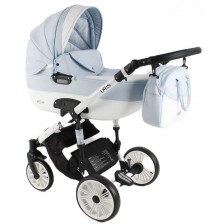 Бебешка количка 3 в 1 Adbor - Zarra White, цвят 05, светлосиня