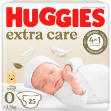 Бебешки пелени Huggies Extra Care - Размер 0, до 3.5 kg, 25 броя -1