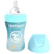 Бебешко шише Twistshake - Мраморно синьо, неръждаема стомана, 260 ml