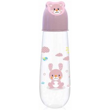 Бебешко шише Lorelli - Animals, с релефна капачка, Blush Pink, 250 ml -1