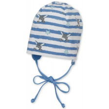 Бебешка шапка с UV 50+ защита Sterntaler - На магаренца, 43 cm, 5-6 месеца, бяло-синя